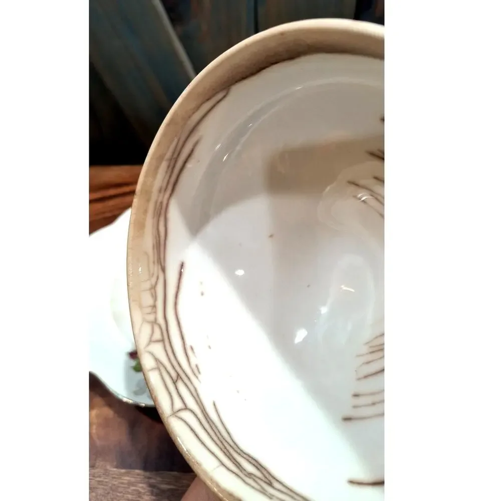 698. Cottage Core Vintage Covered Butter Dish Roses and Gold Trim